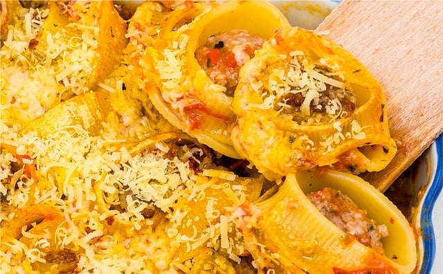 alt, Cereal Plant, Cheese, Close-up, Conchiglie, Cooked, Mexican Stuffed Shells