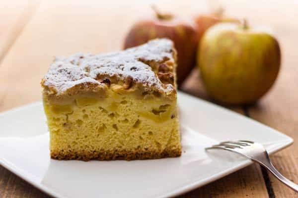 A tasty apple cake on the table