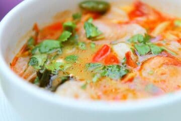 Tom yam kong spicy soup in Thailand