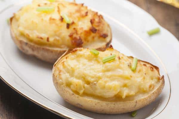 Stuffed baked potatoes with cheese can be a great side dish.