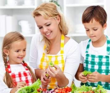 Salad time with the kids