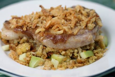 Pork Chops with Apple Cornbread Stuffing