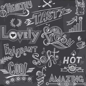 List of Adjectives, Single Word, Food, Chalk Drawing, Chalkboard - Visual Aid, Freshness