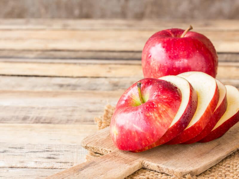 Sliced apples used in Sweet Potato and Apple Casserole