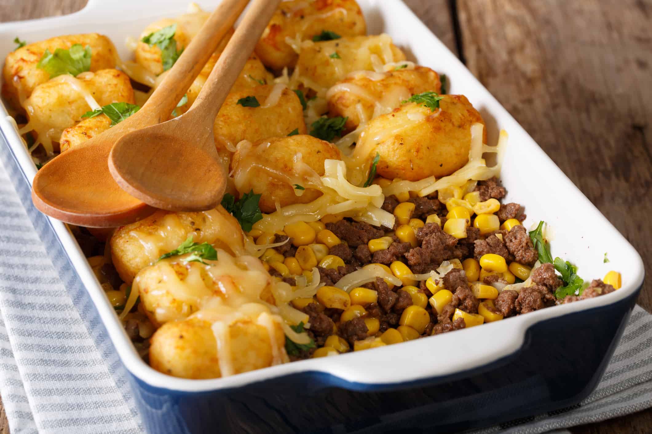 beef corn casserole recipe, Fried Tot, Casserole, American Culture, Appetizer, Baked