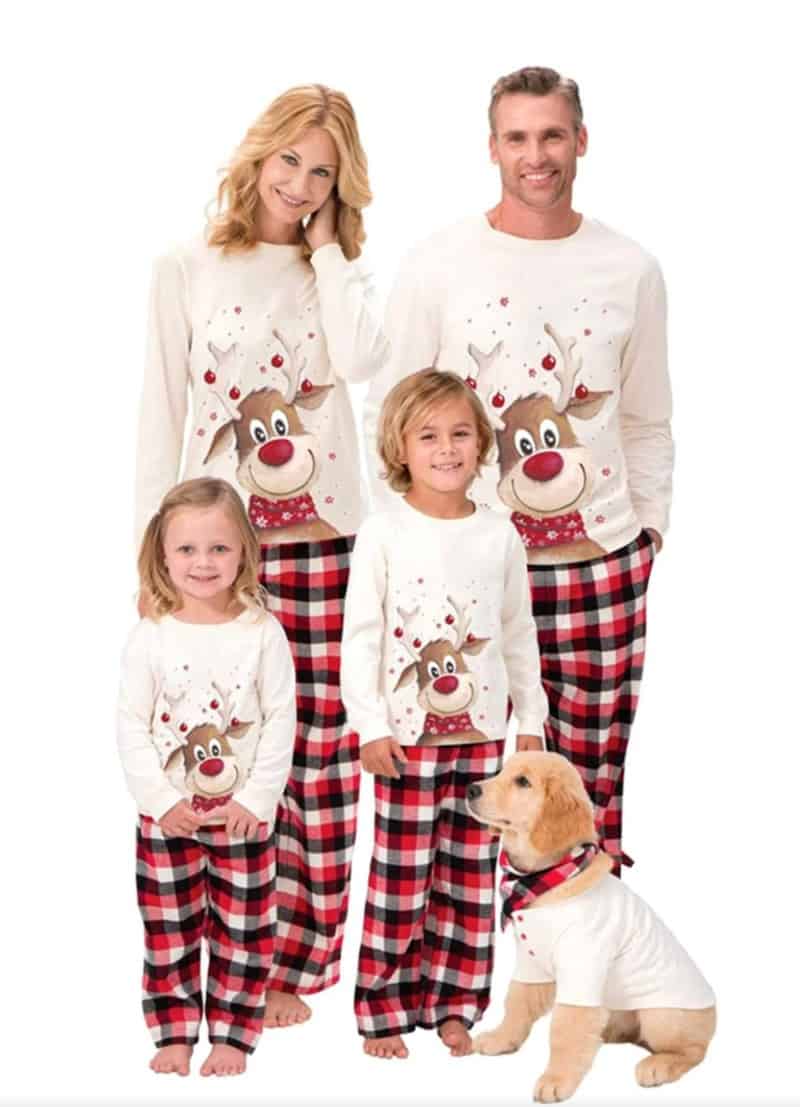Matching reindeer family Christmas jammies