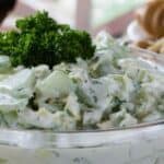 Cucumber salad with dill and sour cream