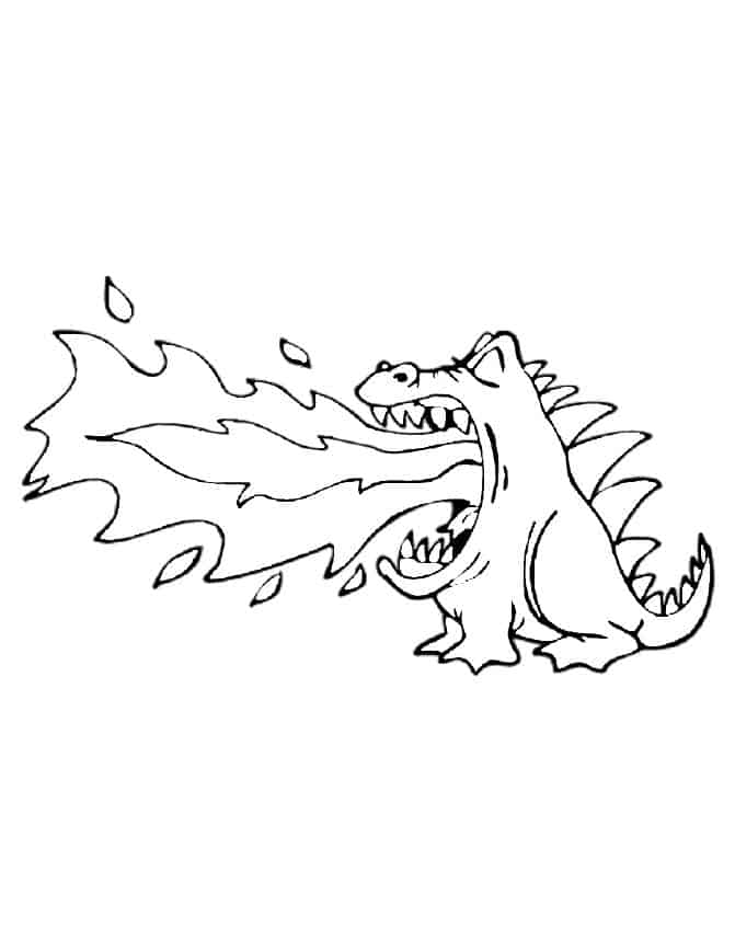 dragon coloring pages for kids blowing fire