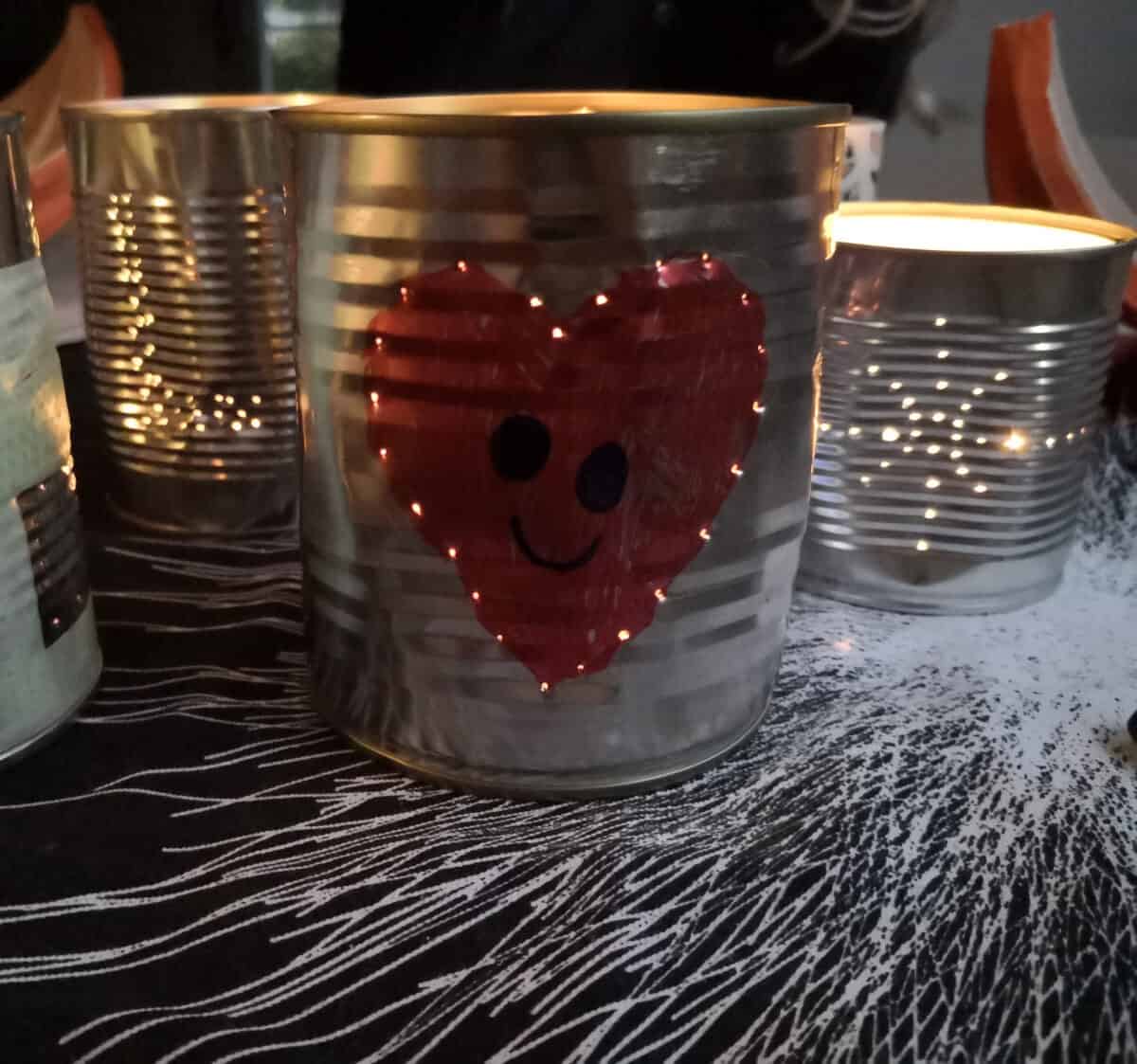easy crafts with recycled material idea - tin can candle