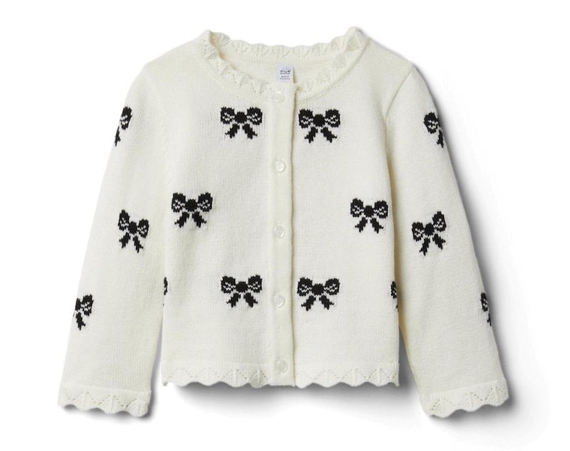 kids cardigan sweater with black bows from Janie & Jack