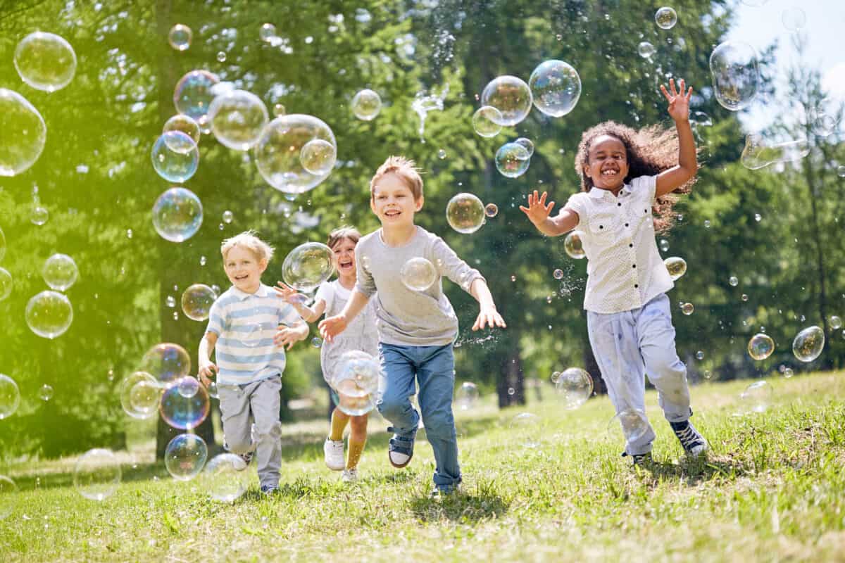 Bubbles and balloon games are some hit party games, especially for kids under 6.