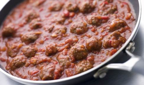 Pan of Meatballs in a Tomato Sauce