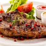 peppercorn stek in thyme sauce, Steak, Beef, Cherry Tomato, Color Image, Dining