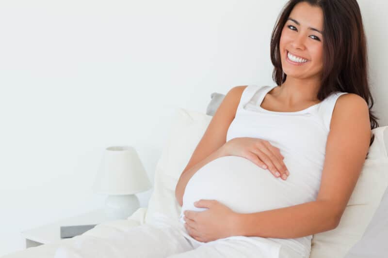 happy, smiling pregnant woman