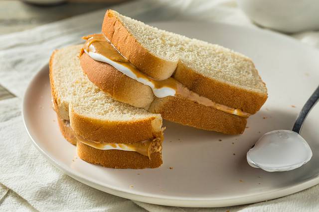 Homemade Fluffernutter Marshmallow Peanut Butter Sandwich for Kids