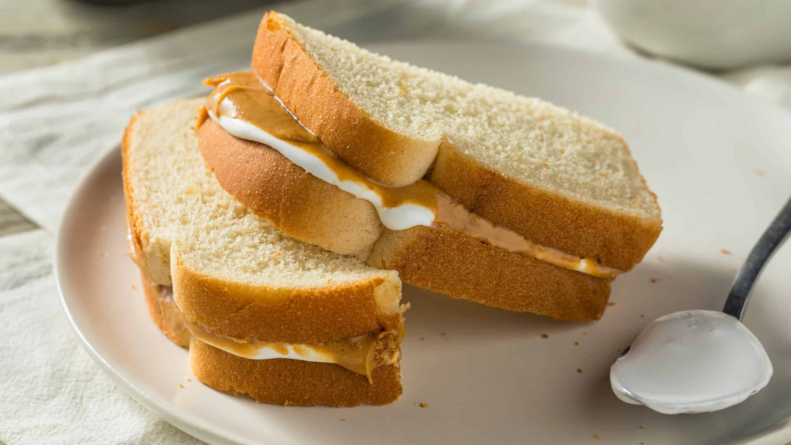 Homemade Fluffernutter Marshmallow Peanut Butter Sandwich for Kids