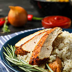 Turkey-Breast-Braised-with-Garlic-and-Rice-2, food, kitchen, table, chicken, cooking, meat, rice, healthy, plate, natural