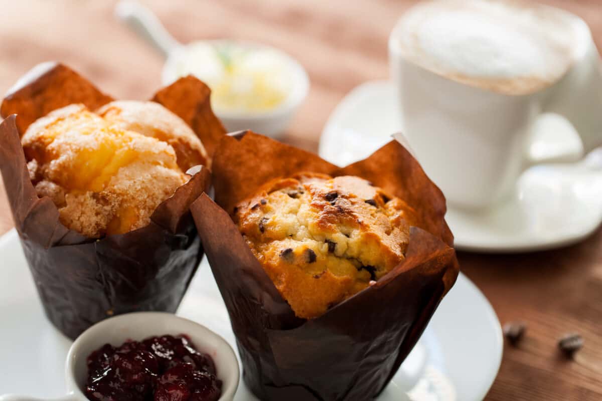 Cranberry muffins and coffee
