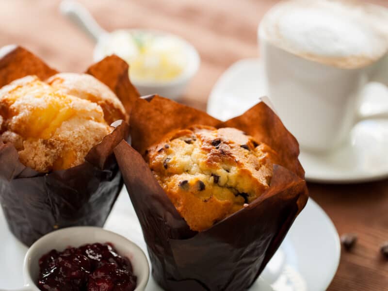 Cranberry muffins and coffee