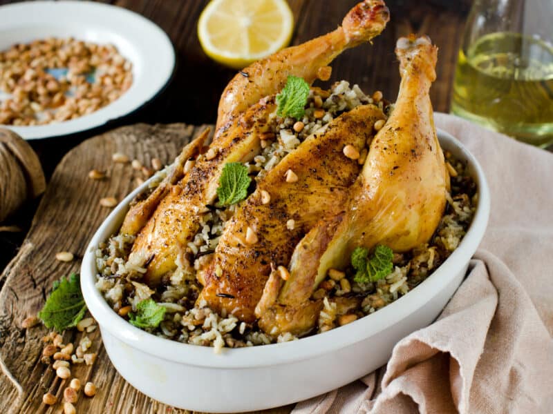 Wild Rice Stuffing - Baked chicken filled with wild rice stuffing