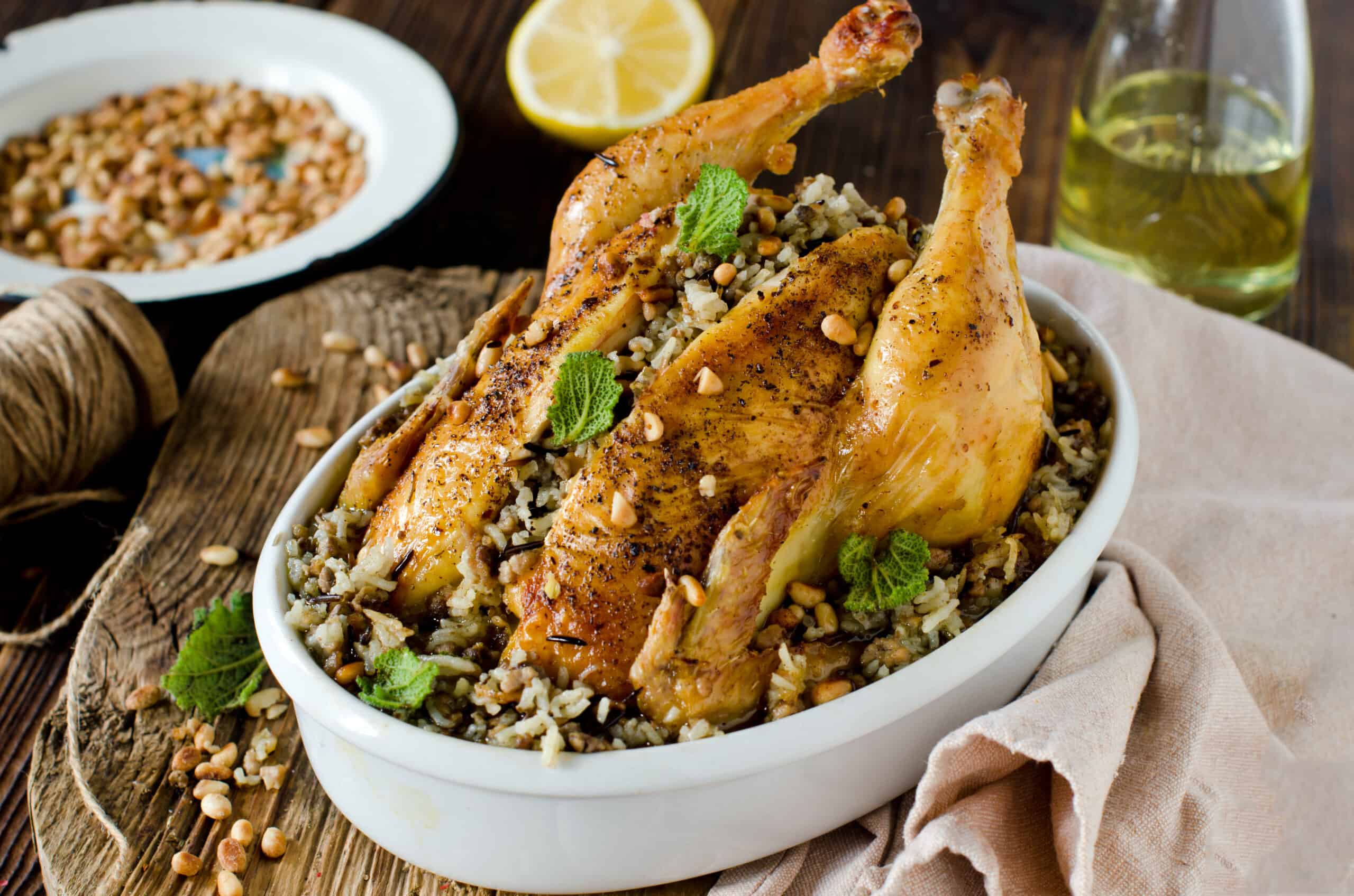 Wild Rice Stuffing - Baked chicken filled with wild rice stuffing