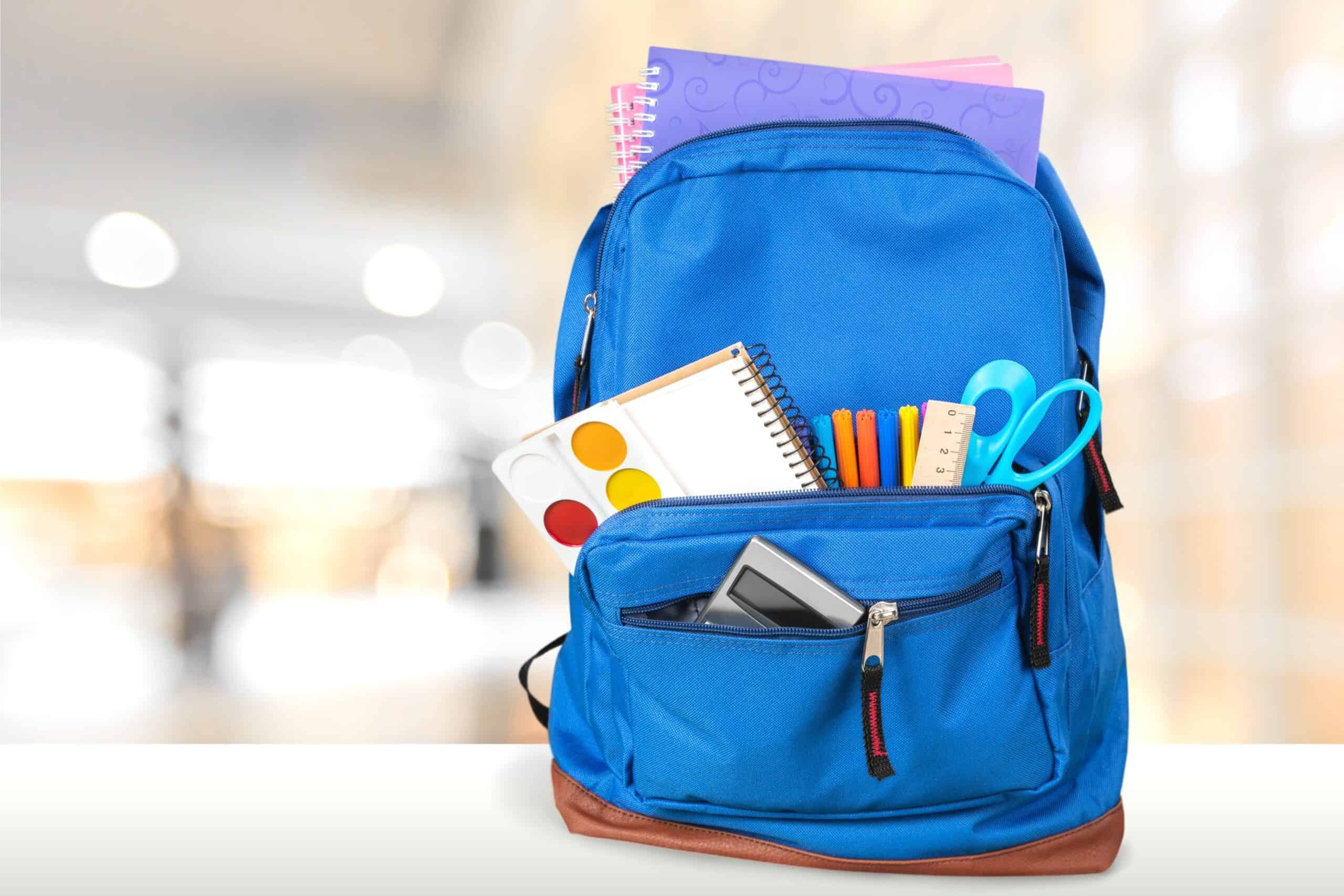 backpack with school supplies