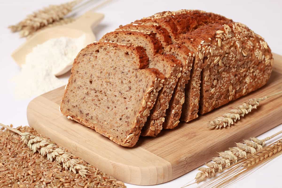 Whole wheat bread cut on slices