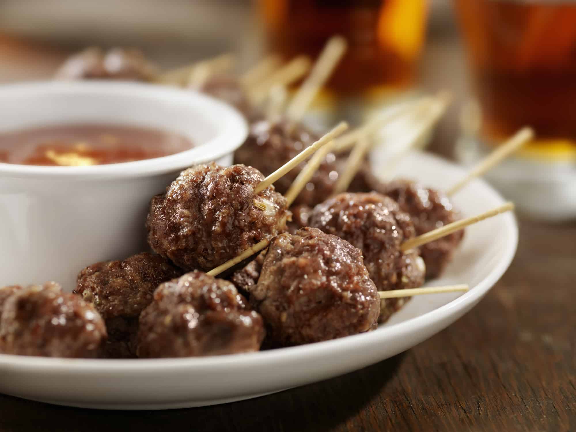 Meatball Appetizers with a Couple of Beers